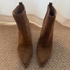 Marc Fisher Tan Suede Ankle Booties